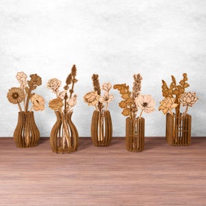 Flores e Vaso Corte a Laser Arquivo SVG, Ótima Ideia de Presente para Mãe, Flores para Corte a Laser, Presente de Dia das Mães, Download Digital, Vaso Corte a Laser