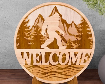 Bigfoot Welcome Sign SVG: Multilayer Laser Cut File