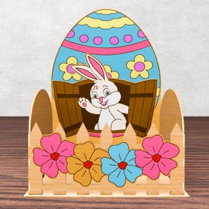Easter Bunny Basket Laser Cut File: Wooden Egg & Candy Holder (Digital File)