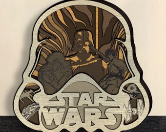 Star Wars Multicapa, Archivos cortados con láser - Pieza de arte de 8 capas para Glowforge - SVG - PDF