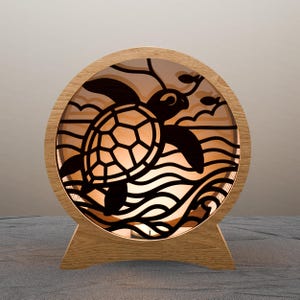 Sea Turtle Lantern SVG: 3D Ocean Shadow Box Template (Digital Download