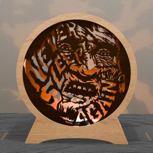 Horror Decor Lamp – “Never Sleep Again” LED Light with Creepy Face – Perfect Halloween Gift - 3D Light Box for Halloween - Digital Download