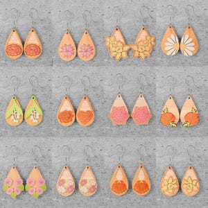 Bundel geboortemaand bloem houten oorbel Svg, lasergesneden bestand, digitale download, oorbellen Svg, Floral Earring, Glowforge-bestanden