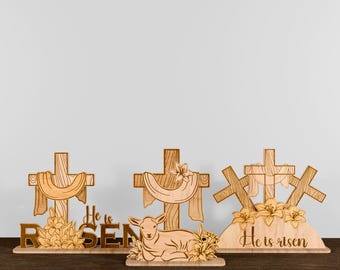Easter Standing Cross SVG Bundle: Laser Cut Files (Digital Download)