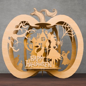 Halloween Haunted House Mansion Laser Cut File SVG For Glowforge, Halloween 3D Pumpkin Glowforge SVG