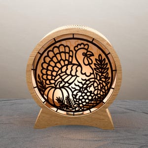 Thanksgiving Turkey Lantern SVG – Fall Harvest Light Box for Laser Cut