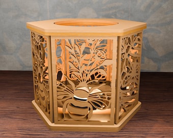 Laser Cut Candle Holder Template: Plywood Tea Light Lantern (Digital Download)