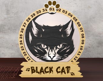 Black Cat Halloween Countdown Lamp SVG: Spooky Night Light Laser Cut Files