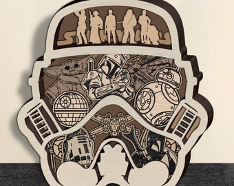 Archivos multicapa cortados con láser - Pieza de arte de 7 capas para Glowforge - SVG - PDF