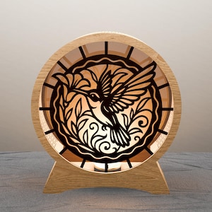 Hummingbird Lantern SVG | Floral Layered Light Box File | Bird Laser Cut Design
