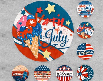 Patriotic Round Sign SVG Bundle: 4th of July Laser Cut Files (Digital Download