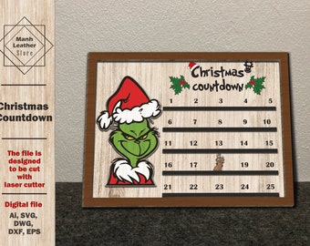 Christmas Countdown svg, Countdown  SVG,Calendar SVG, file for laser cutting machine-dxf-svg-ai-eps