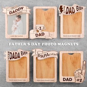 Vaderdag koelkast fotomagneet, fotomagneet, cadeaus voor papa, Glowforge-bestanden, vaders verjaardag Svg, gepersonaliseerde fotolijst Svg