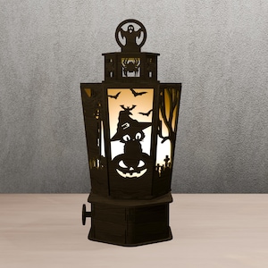 Halloween Lantern SVG: Witch, Ghost, Pumpkin Laser Cut Files (Digital Download)
