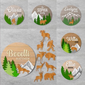 Woodland Nursery Name Sign: Layered Wildlife Decor (SVG, EPS, Ai, PDF)