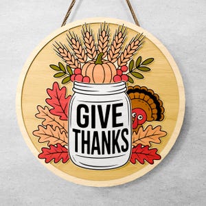Thanksgiving Door Hanger SVG: Turkey, Pumpkin, Laser Cut File (Digital Download)