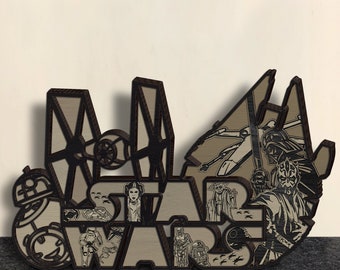 Archivos multicapa cortados con láser - Pieza de arte de 8 capas para Glowforge - SVG - PDF
