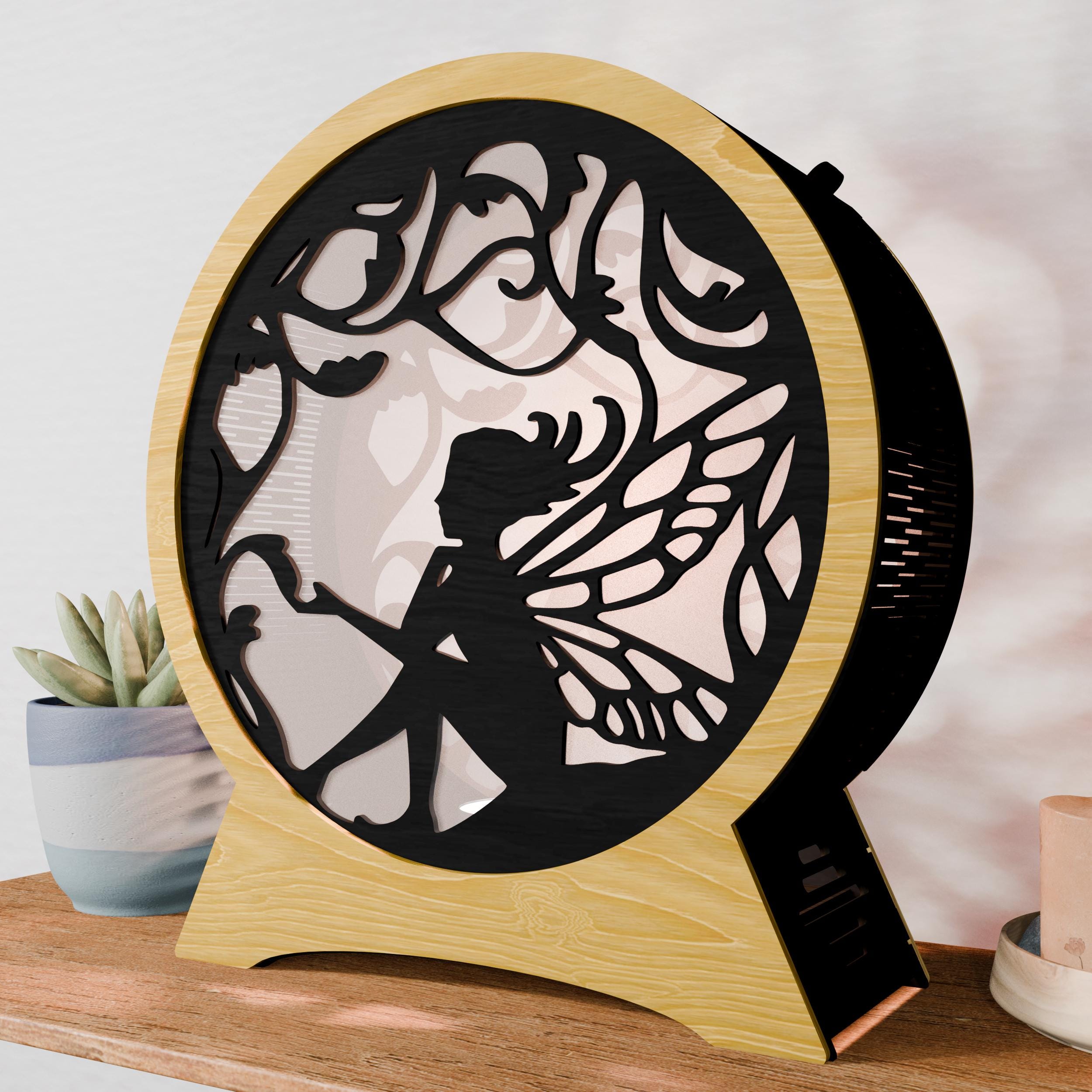Fairy Angel Shadow Box SVG, Layered Laser Cut File, Round Night Light ...
