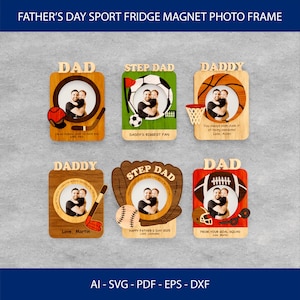 Father&#39;s Day Sport Fridge Magnet Photo Frame, Father’s Day Gift, Father’s Day Photo Frame, Gift for Dad, Digital File