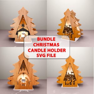 Christmas Tree Candle Holder Laser Cut Files (SVG, EPS, Ai, PDF)