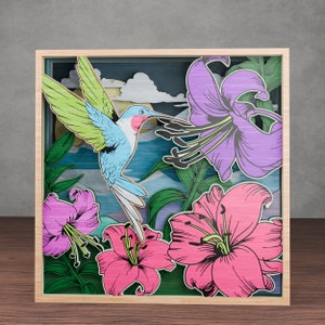 Kolibri SVG, Laser cut Dateien - 10 Layer Art Piece für Glowforge