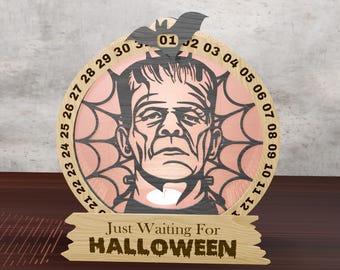 ハロウィンカウントダウンランプ SVG: 不気味なモンスターナイトライトカレンダー（レーザーカットファイル）