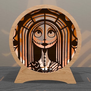 Handcrafted Wooden Lamp - Corpse Bride Halloween Decor - Halloween or Fall Decor – Laser Cut 3D Light for Halloween Decor - Halloween Decor