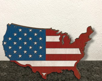 USA Flag SVG, Flag,Laser cut files -  2 Layer Art Piece for Glowforge - Multi-layer
