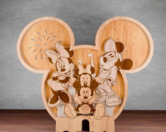 Cartoon Mouse Head Laser Cut File, Glowforge SVG PDF