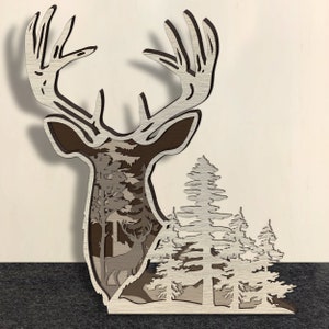 Jagd mehrschichtige, lasergeschnittene Dateien - 7 Layer Art Piece für Glowforge - SVG - PDF