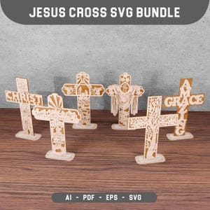 Bundle Multilayer Cross Standing Laser Cut Files, Christian Standing Cross Svg, Religious Quotes Svg, Jesus Christ, Bible Verses, Home Decor