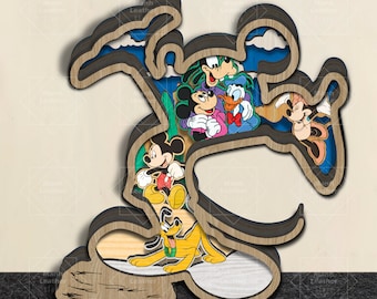 Mouse Multi-layer, Laser cut fles - 7 Layer Art Piece for Glowforge - SVG - PDF