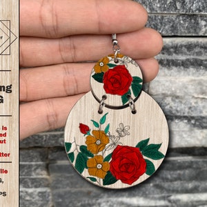 Florale Motive, Ohrringe SVG, Blumen patenr svg, Holzohrringe, Datei für Laserschneidemaschine - dxf- svg-ai-eps