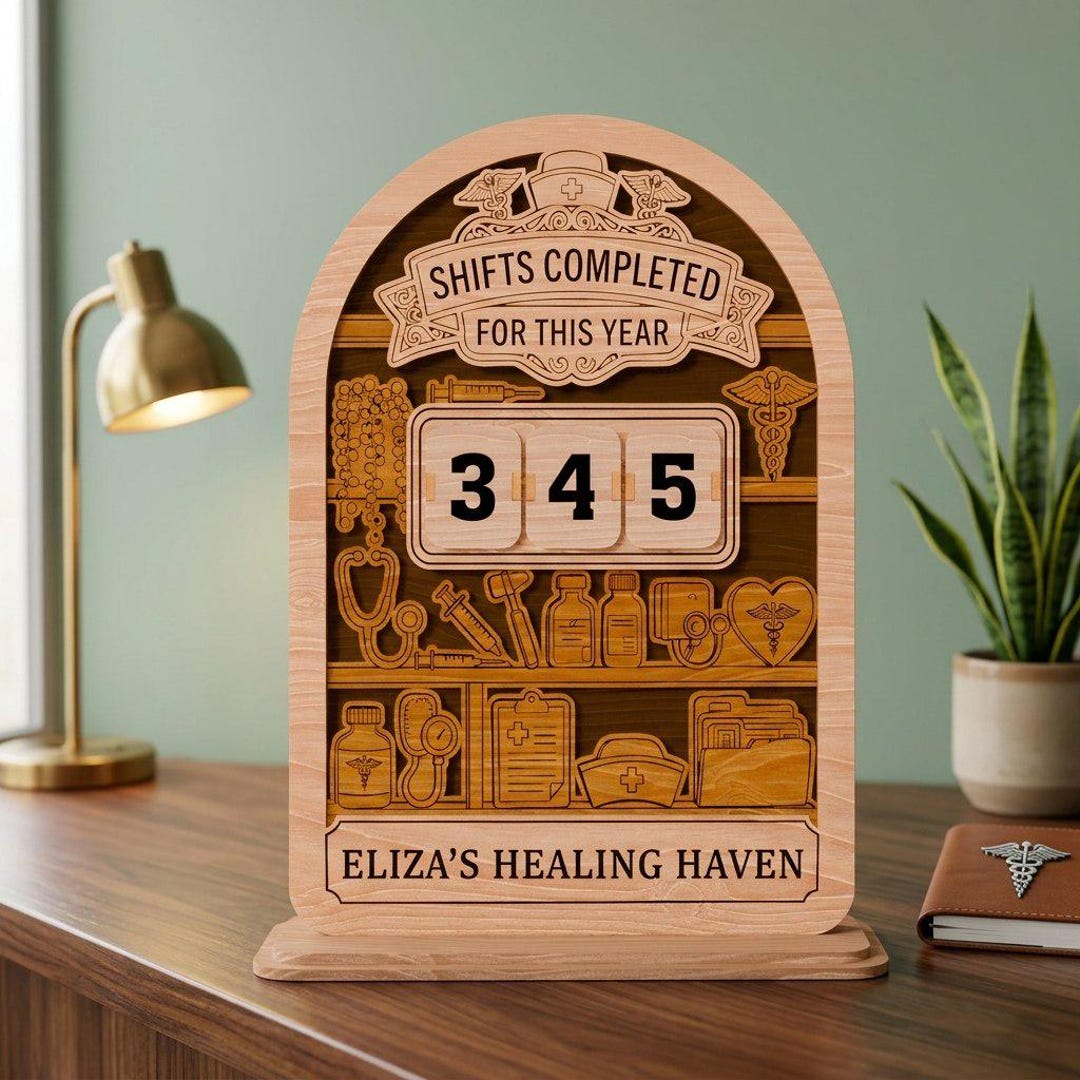 Watson Shift Sign Nurse Shift Counter Wood Sign, Medical Icons, Personalized Name ...