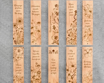 Modello di segnalibri floreali tagliati al laser: regalo per gli amanti dei libri (SVG, EPS, Ai, PDF)