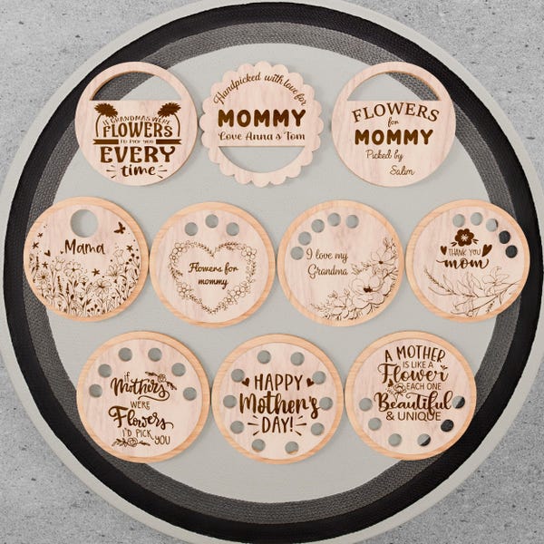 Mother's Day Mason Jar Lid Flower Holder SVG: Laser Cut File