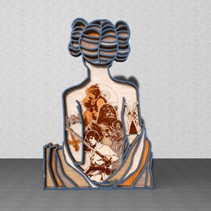 Multi-layer, Laser cut fles - 6 Layer Art Piece for Glowforge - SVG - PDF