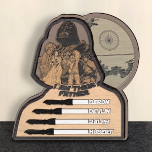 Soy su padre, regalo personalizado para papá, letrero de sable de luz personalizado, obra de arte de 7 capas para Glowforge - SVG - PDF, multicapa