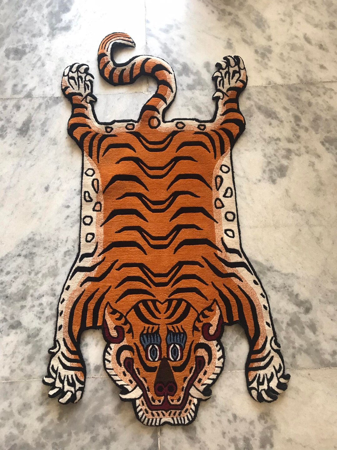Sabertooth Tiger Rug Tibetan Traditional Hand Knotted Tiger Medium Skin Rug ( 70 Cm × 140 Cm ...