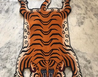 Tibetan Traditional Hand knotted Tiger medium skin rug ( 70 cm × 140 cm )