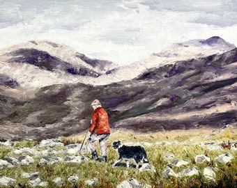 Limited Edition Signed Print of a farmer and his dog in Snowdonia, North Wales - “Ffyddlondeb Hen Ffrind”