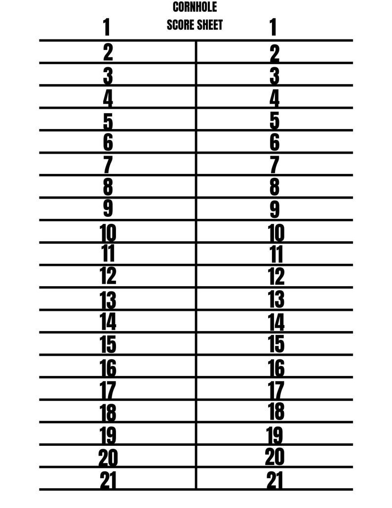 Printable Cornhole Score Card Digital Product - Etsy
