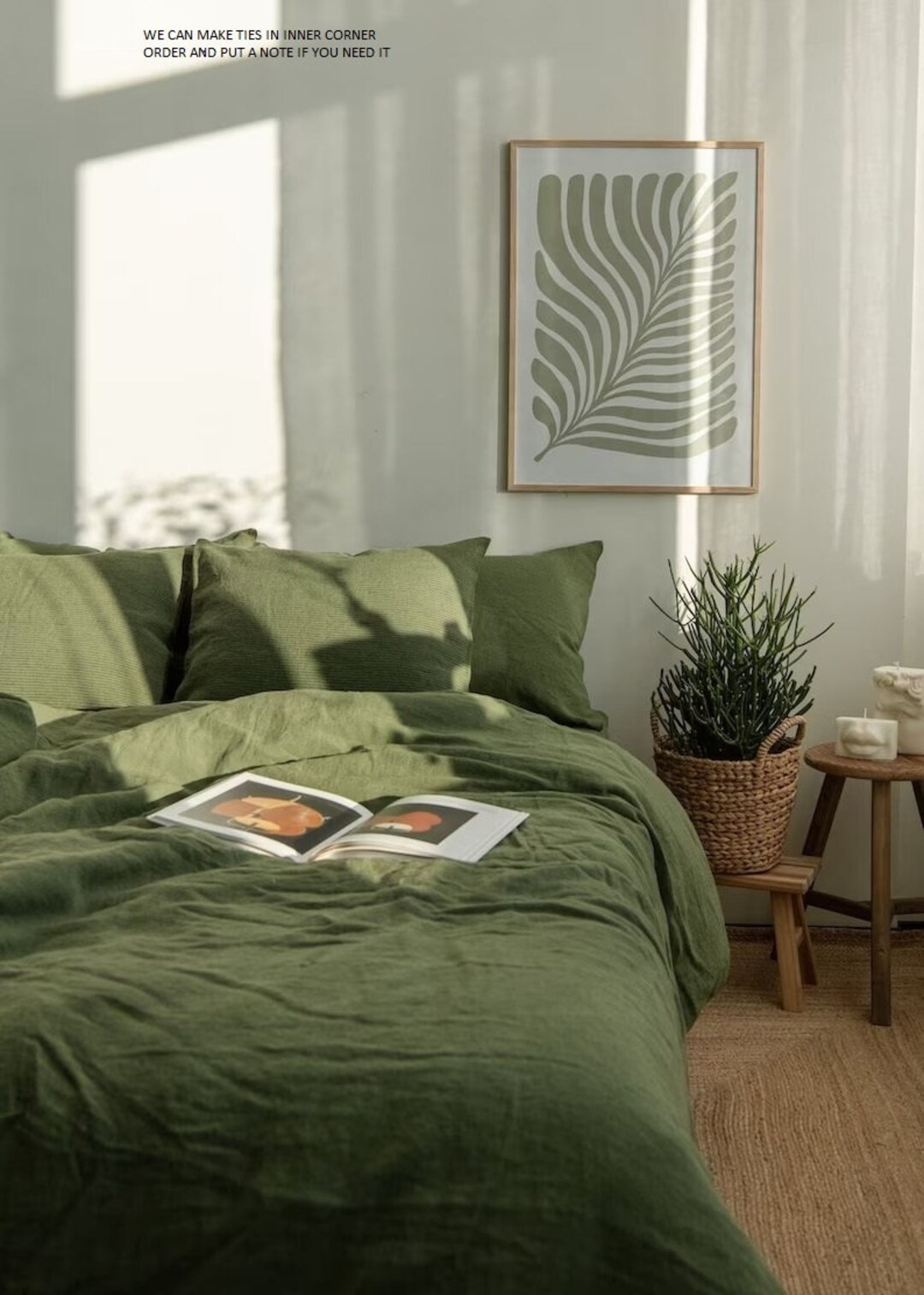 Dark Green Duvet Cover With Matching Pillow Cover Coconut Etsy