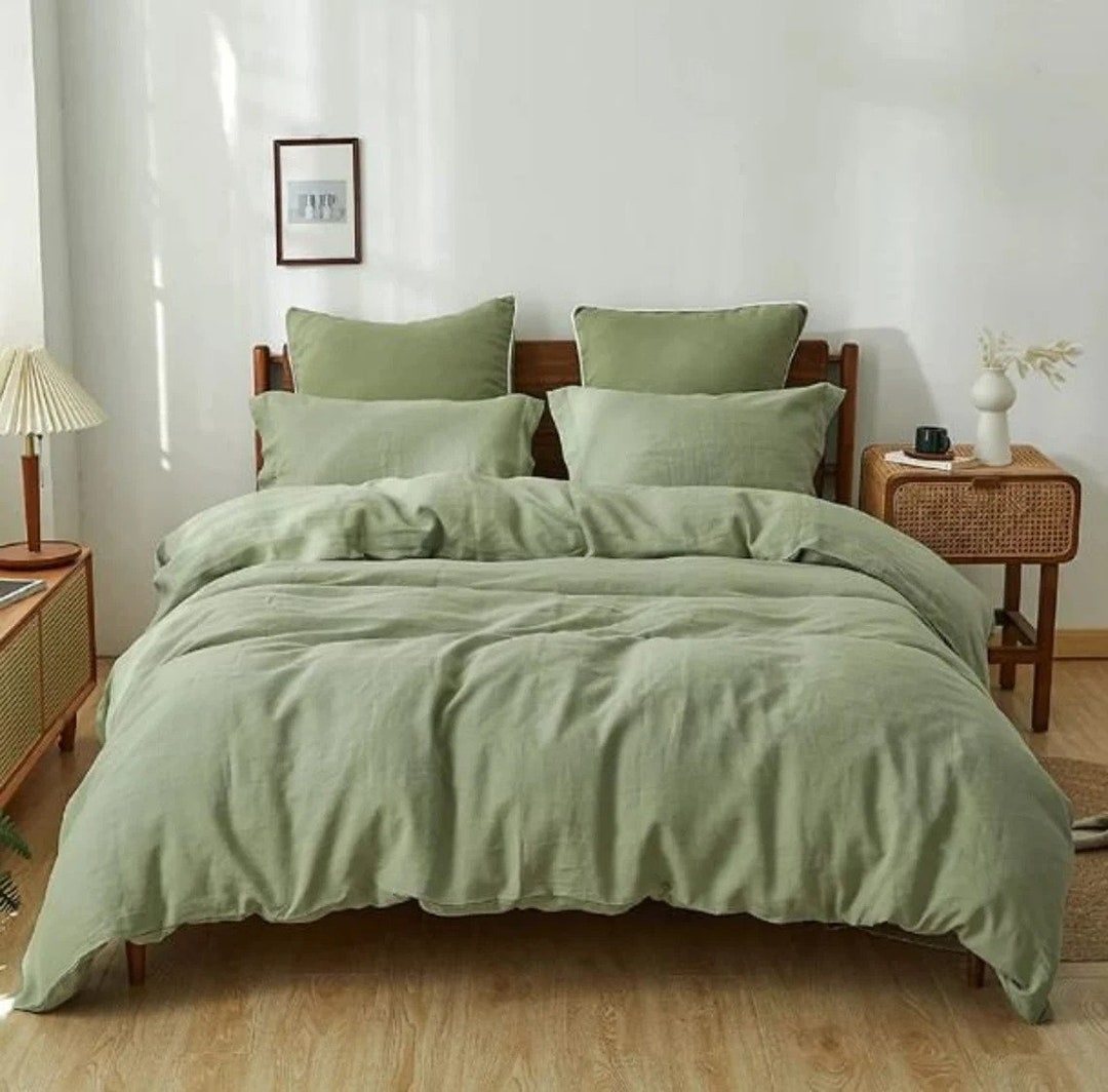Sage Green 100 Cotton Duvet Cover, 3 Pc Cotton Duvet Cover Sage Green