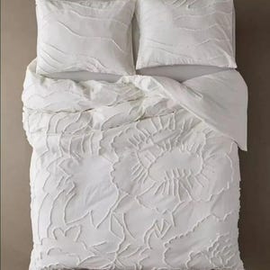 Floral Tufted Cotton Duvet Cover set, Luxury Boho Bedding, King Queen Comforter Cover Set, Bohemian Home Decor, 3 Pcs.Set Duvet Bedding set.