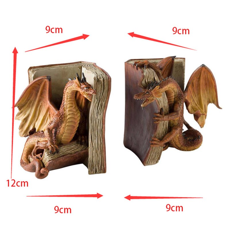 Fighting Dragon Bookends Resin Decorative Bookend Statues Etsy Australia