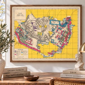 Ancient Troy Map, 1960 Archaeological Site Plan, Trojan War History Print, Homer Iliad Greek Mythology Wall Art