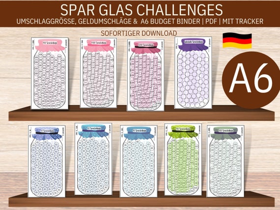 Sparchallenge Sparglas Spardose, Piggy Bank, Passend Für A6 Cash.