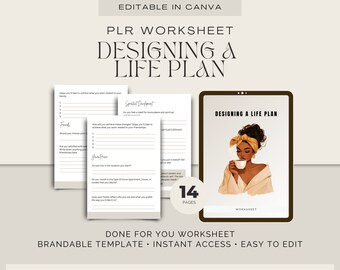 Hecho para usted / Diseño de una hoja de trabajo de marca para un plan de vida / Canva editable / Herramientas de coaching de vida / Plantilla de libro de trabajo del curso / Lead Magnet