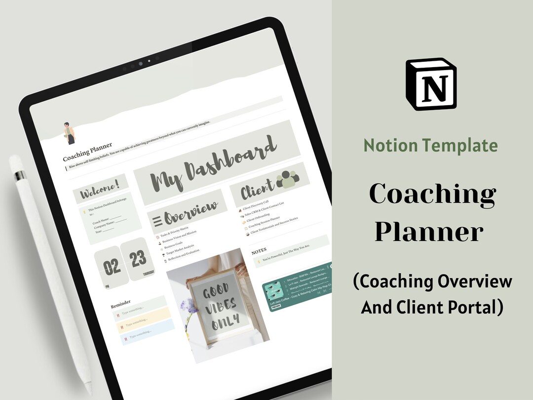 Notion Template Coaching Planner Notion Client Portal - Etsy